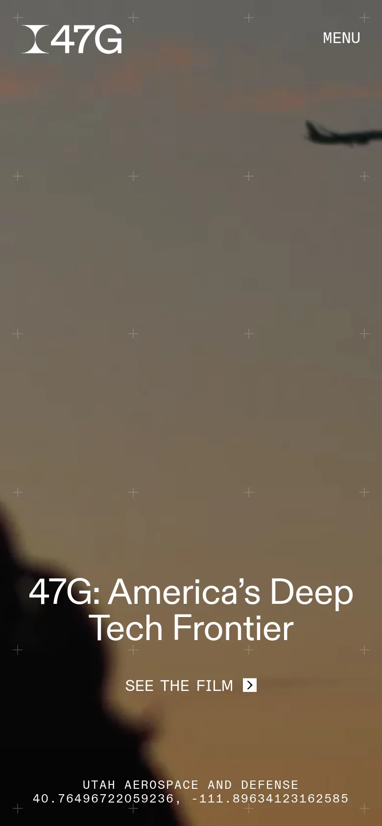 The mobile version maintains the cinematic dark hero video at the top but scales the headline and 'See the film' button to fit a narrow portrait orientation. The navigation is condensed into a 'MENU' button in the top right, and the subsequent content sections stack vertically for easier scrolling on a handheld device.