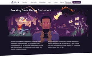 Sentry homepage website preview
