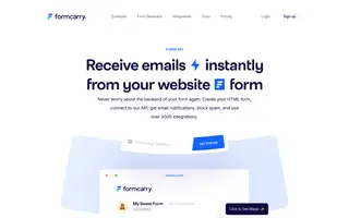 Formcarry homepage website preview