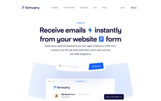 Formcarry homepage website preview