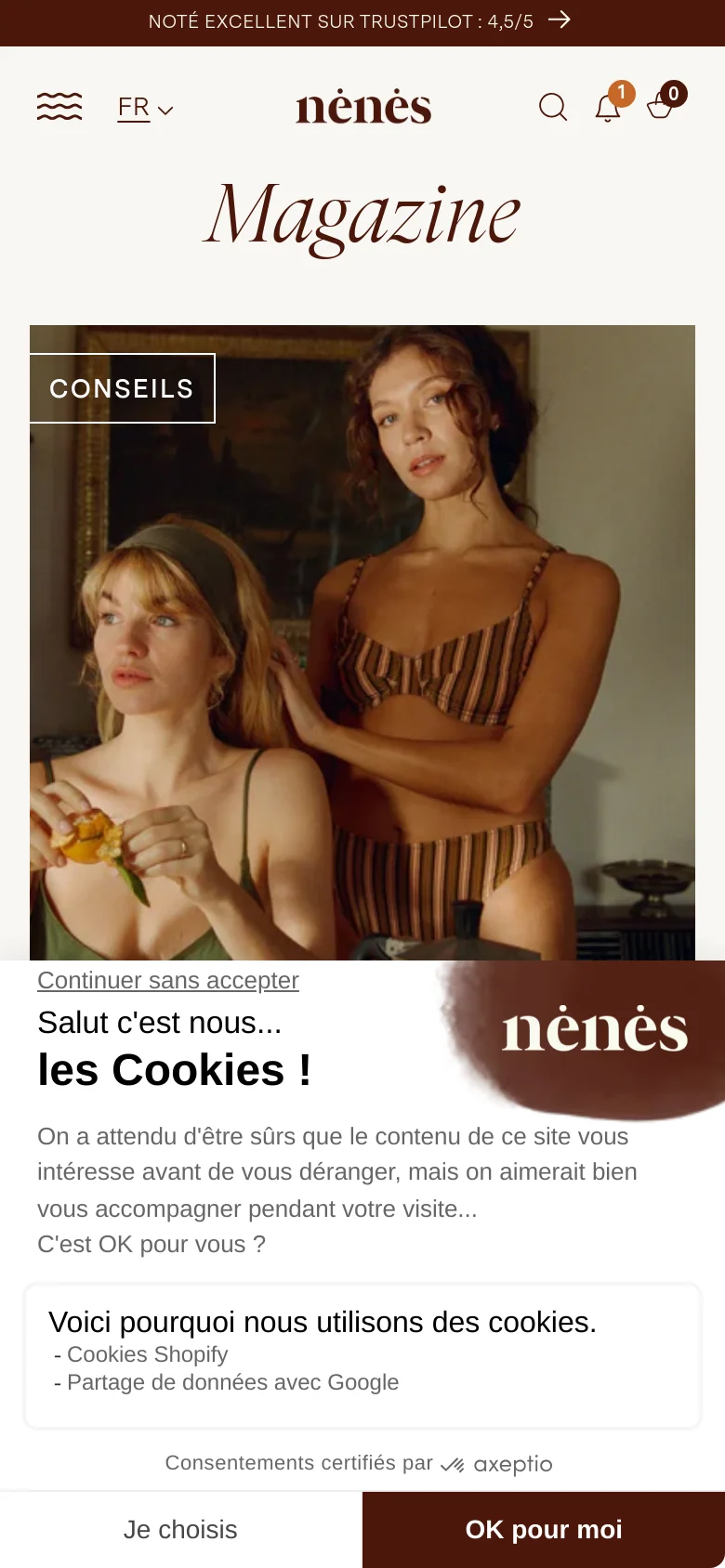 The mobile version presents a vertically stacked layout with the large hero image and headline at the top, followed by the article content. The sidebar elements are integrated into the main vertical scroll, and the cookie consent banner occupies the bottom portion of the screen.