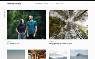 Another Escape homepage website preview