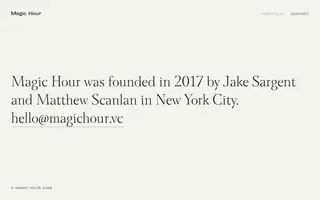 Magic Hour homepage website preview