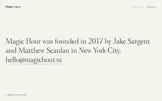 Magic Hour homepage website preview