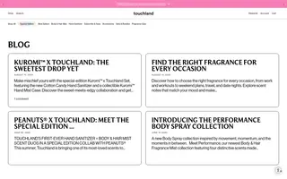 Touchland homepage website preview