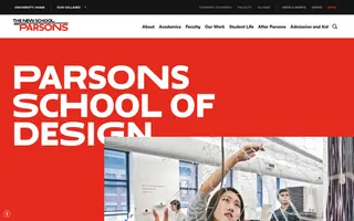 Parsons School of Design homepage website preview
