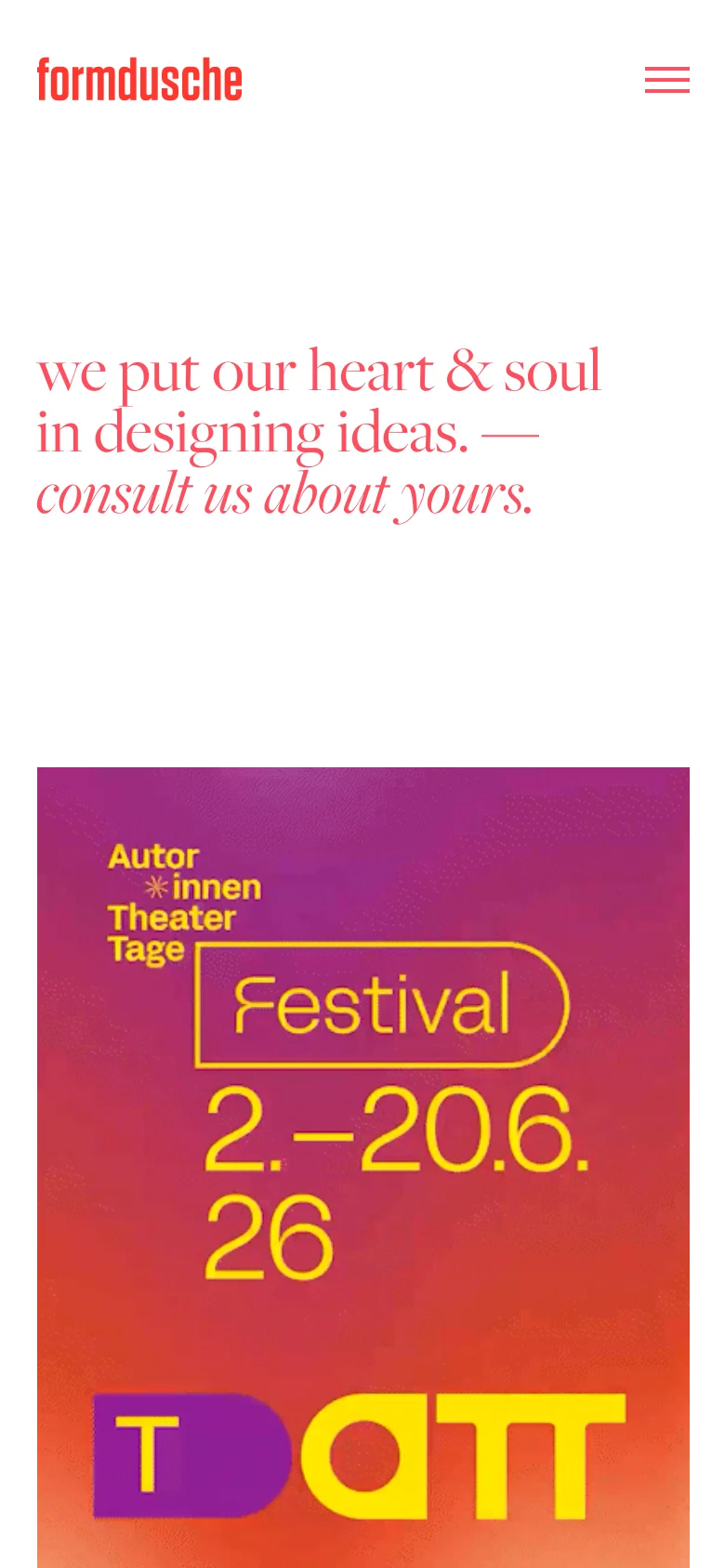 formdusche homepage mobile website screenshot