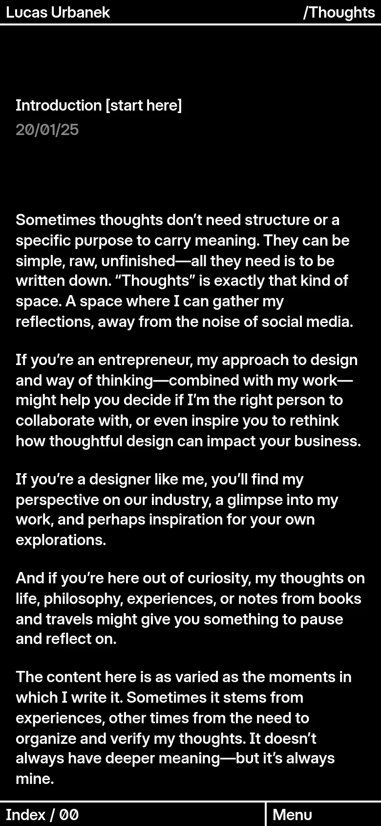 Lucas Urbanek Blog / Article mobile website screenshot