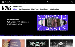 Spotify For the Record homepage website preview