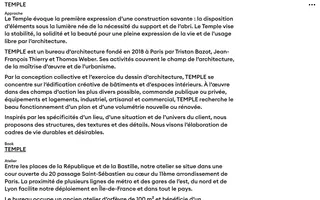 Temple homepage website preview