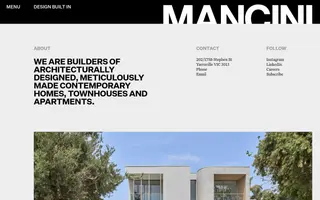 Mancini Made homepage website preview