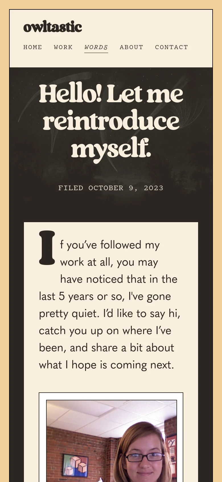 Owltastic Blog / Article mobile website screenshot
