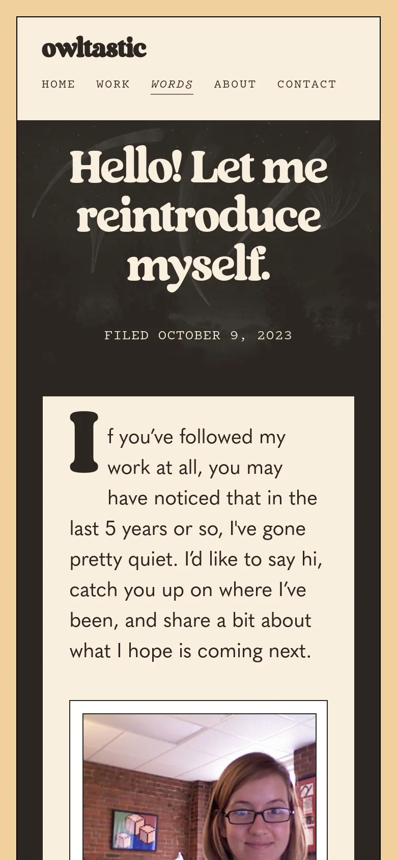 Owltastic Blog / Article mobile website screenshot