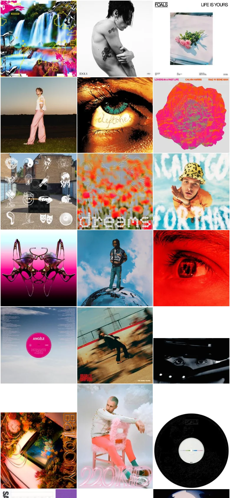 The mobile version maintains the same colorful grid of artistic images and central text but reconfigures the layout into a single vertical column for easier scrolling. The imagery, including close-up eyes and vibrant landscapes, is stacked vertically, and the text remains centered at the top of the page.
