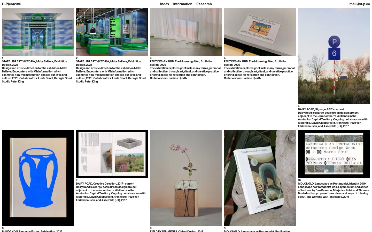 U-P(co)2010 About Us desktop website screenshot