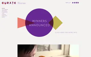 Curate Award homepage website preview