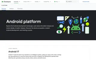 Android Developers homepage website preview