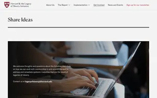 Harvard & the Legacy of Slavery homepage website preview