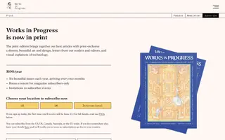 Works in Progress homepage website preview