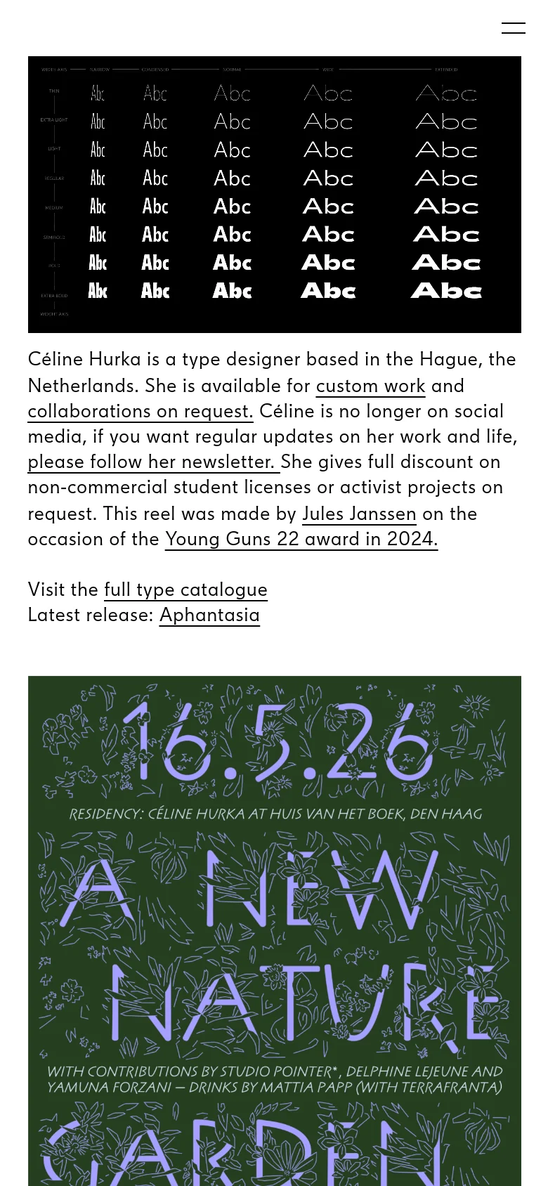 Céline Hurka Home / Landing mobile website screenshot