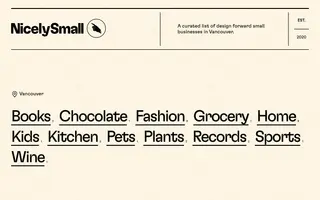 NicelySmall homepage website preview