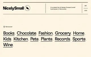 NicelySmall homepage website preview
