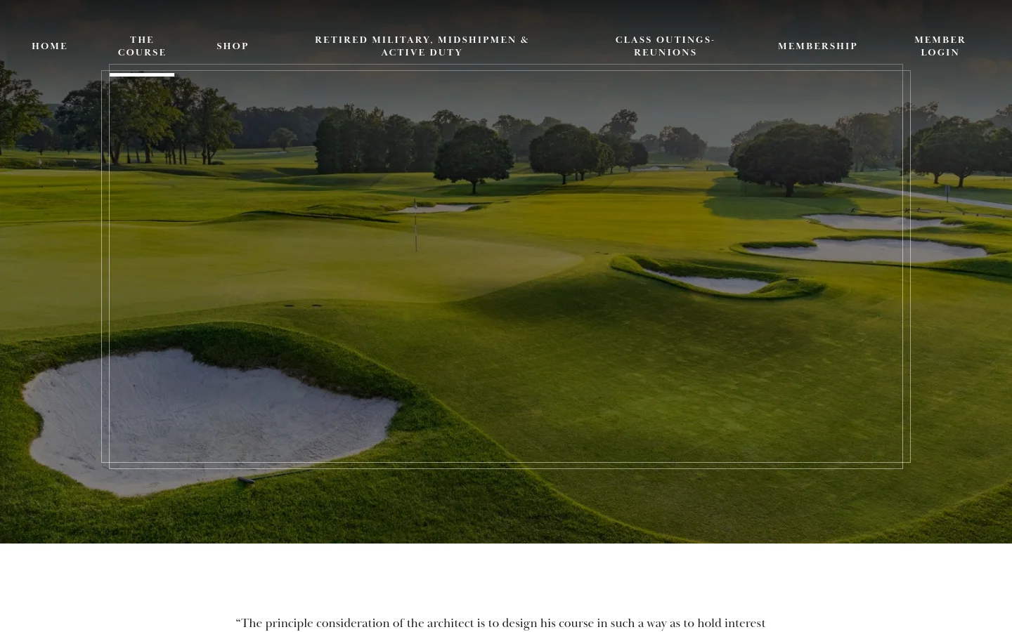 Naval Academy Golf Club About Us desktop website screenshot
