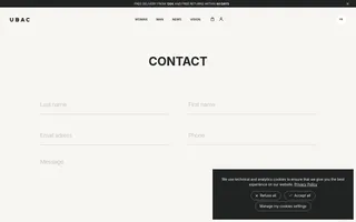 Ubac homepage website preview