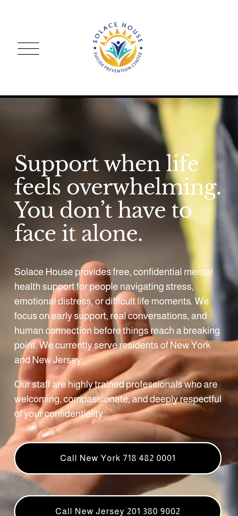 Solace House homepage mobile website screenshot