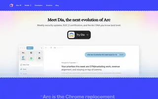 Arc homepage website preview