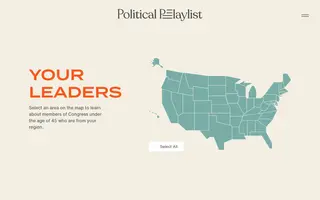 Political Playlist homepage website preview