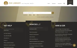 ZSR Library homepage website preview