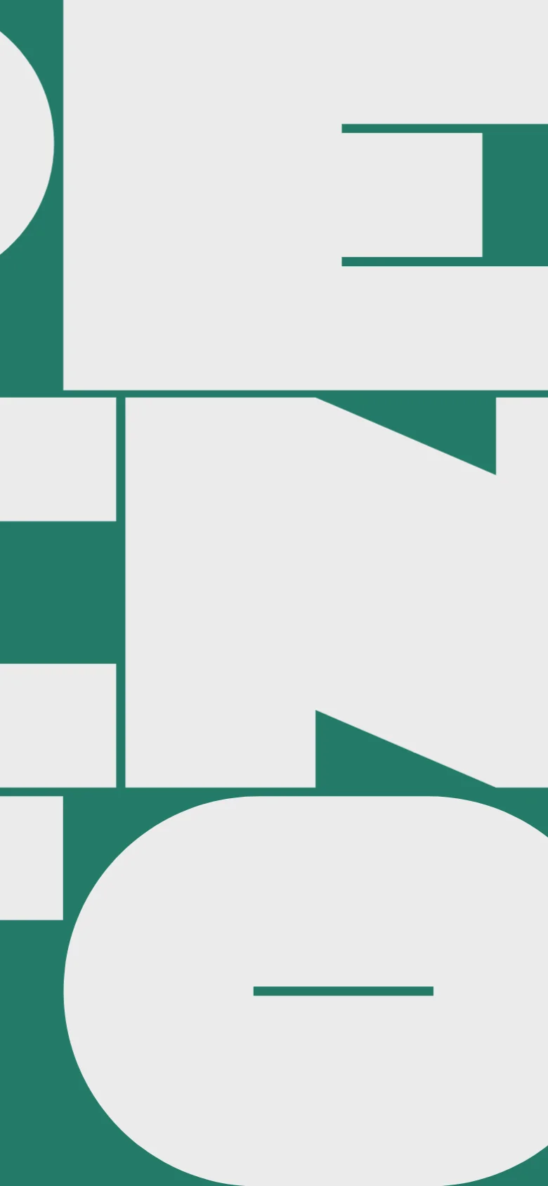 The mobile version maintains the minimalist aesthetic but shifts to a vertical stack. The large geometric graphic dominates the top of the screen, followed by the project list titles in a large serif font on a white background, optimized for vertical scrolling.