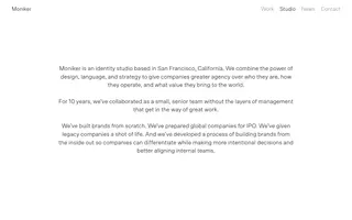 Moniker homepage website preview