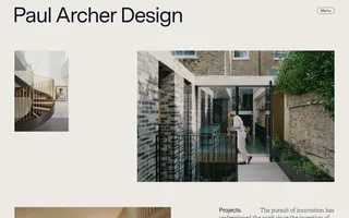 Paul Archer Design homepage website preview