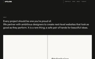 UPCLOSE homepage website preview