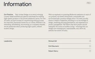Paul Archer Design homepage website preview