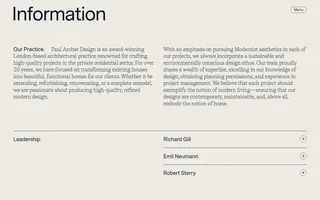 Paul Archer Design homepage website preview