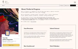 Works in Progress homepage website preview