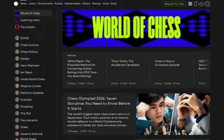 World Chess homepage website preview