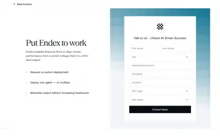 Endex homepage website preview