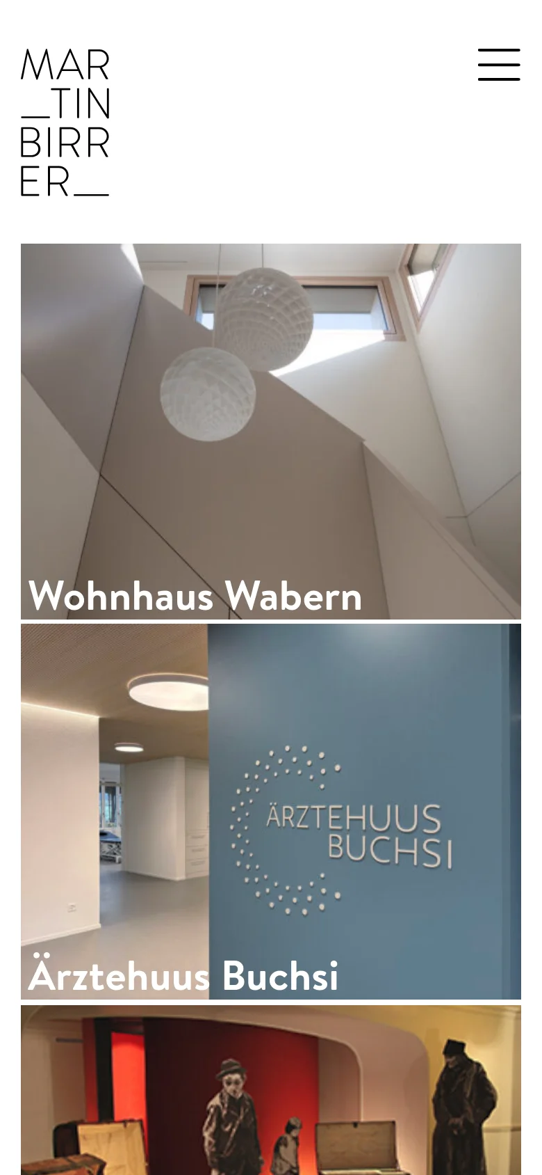 Martin Birrer Design homepage mobile website screenshot