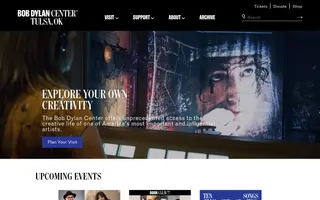 Bob Dylan Center homepage website preview