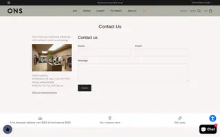 ONS Clothing homepage website preview