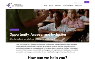 Campaign for Our Shared Future homepage website preview