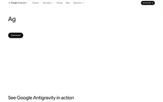 Google Antigravity homepage website preview