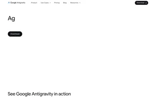 Google Antigravity homepage website preview