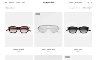 The Other Glasses homepage website preview
