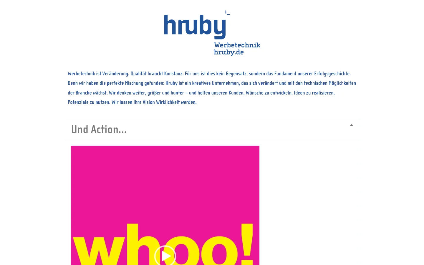 Hruby homepage desktop website screenshot