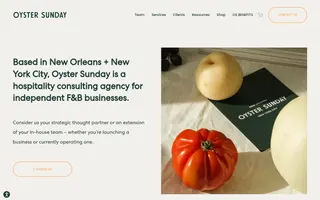 Oyster Sunday homepage website preview